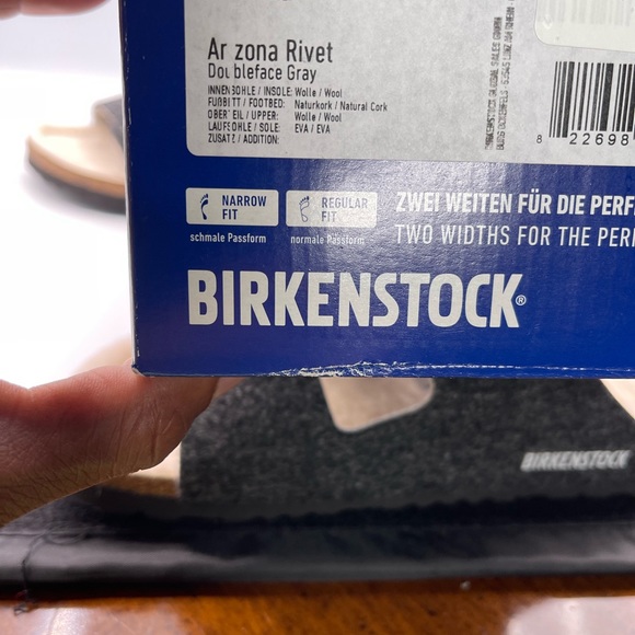 BIRKENSTOCK ARIZONA RIVET DOUBLE WOOL SANDALS GRAY NARROW FIT - Picture 9 of 9